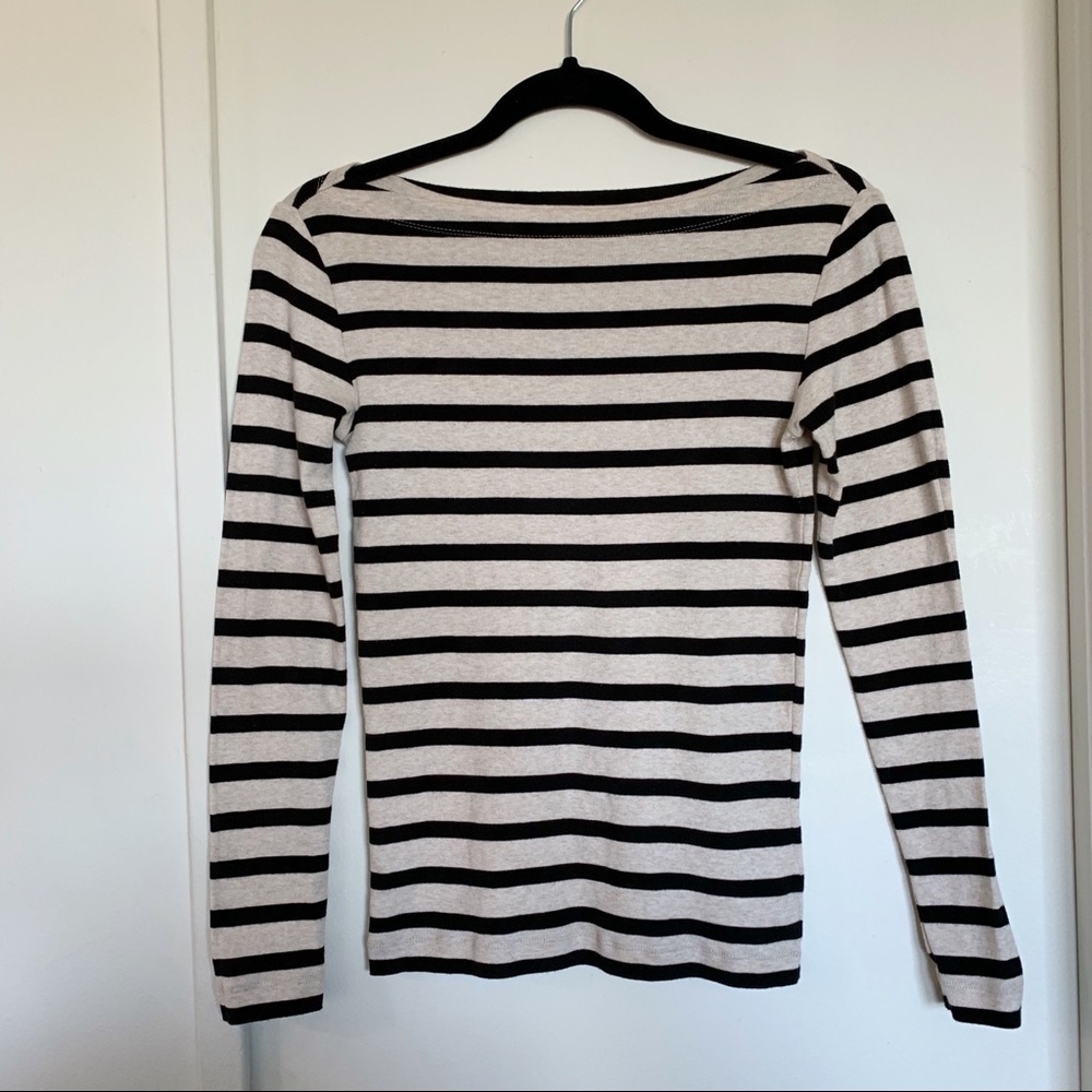 GAP modern boatneck tee oatmeal and black stripe